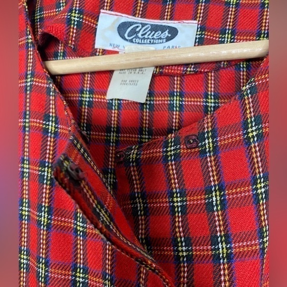 VINTAGE 80’s CLUES COLLECTION PLAID DRESS SIZE 14 - Picture 2 of 9